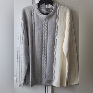 NovaMen Cody Cable Men Sweater Size Large-Heather Gray Color Block Men Sweater